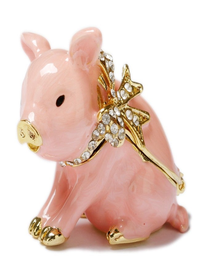 SEVENBEES Hand Painted Pig Decor Jewelry Trinket Boxes Hinged Crystal Piggy Figurines Mini Ring Earrings Jewelry Organizer - Image 1
